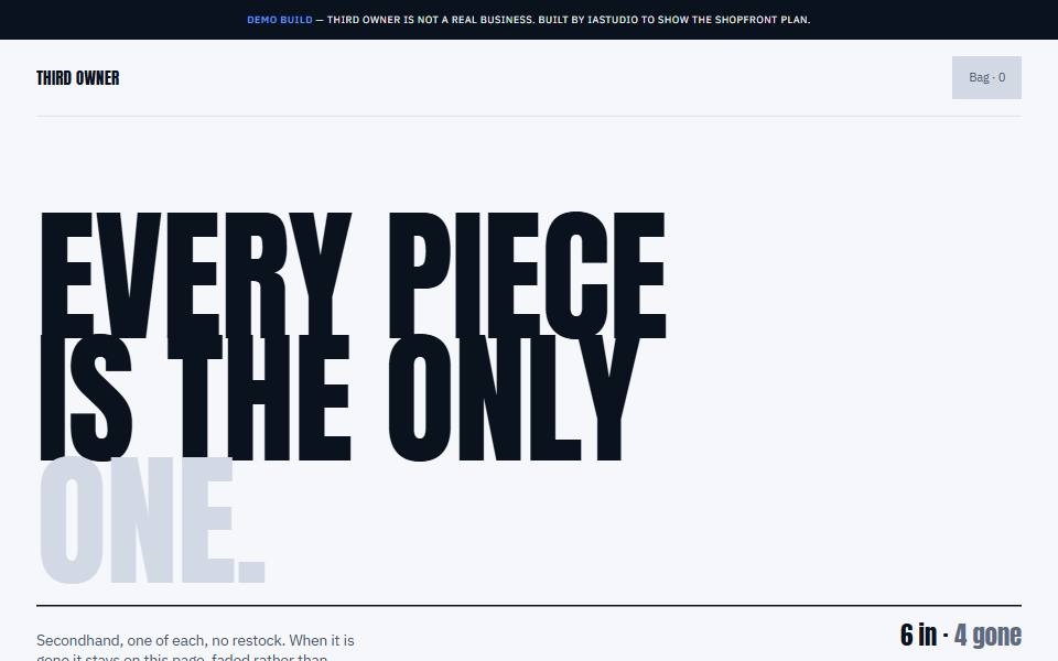 The Third Owner demo build, shown at desktop width.